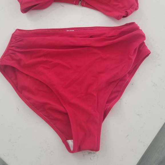 Two Piece Vintage Swimsuit Retro Halter Ruched High Waist Bikini with Bottom - Picture 11 of 11